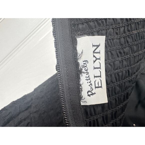 Vintage 80's Positively Ellyn Black Lace Strapless Beaded Smocked Dress small - Picture 13 of 17